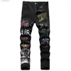 Men's Jeans Mens Fashion Hip Hop Youth Street Jeans Men Brand High Quality Slim Stretchy Ripped Denim Pants 2023 New Male Trousers Black T240227