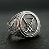 Retro Gothic Lucifer Satan Signet Ring Stainless Steel Rock Punk Seal Rings Men and Women Pagan Jewelry Gift295n