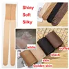 Women Socks 3 par Sexiga andningsbara strumpbyxor Tights Oil Shiny underkläder Elastic 22d Ultrathin Nylon Bling Strumpor Plus Size