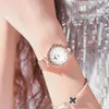 Orologio da donna al quarzo luminoso con dea del diamante Cintura in maglia di acciaio inossidabile Orologi da polso da donna resistenti all'usura Natura Bellezza Semplice Tw245D