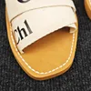 Sandalo in legno da donna del nuovo designer graffi pantofole da mulo con fondo piatto pizzo multicolore Lettera pantofola di tela scarpe estive per la casa marchio di lusso sandali chl01 Taglia 35-42