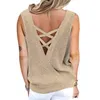 2024 Spring/Summer New Women's Fashion Deep V-Neck Sleeveless T-Shirt Knitted Sweater with Plaid Design, Reversible and Stylish Top