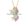 Collane con ciondolo Pendenti con diamanti firmati Collane Gioielli di lusso Collana da donna Cristallo Strass Cavallo Animali Ragazze Fascino con L Dh7Ep