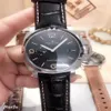 Classic Men Automatic Mechanical Sapphire Silver Rostfritt stål 3 dagars lysande 1950 Sport Watch Blue Black Leather Wristwatches2558