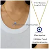 Collane con ciondolo Donna Collane blu malocchio con carta Moda Sier Collana con pendente in resina con catena a maglie placcata oro 14K Good Luc Dhygg