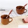 Muggar japansk stil kreativ trä mugg te kopp kaffe termisk insation drickverktyg kök dricks droppleverans dhwfp