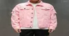 Men039s jaquetas plus size 5xl rosa preto rasgado jeans jeans hip hop streetwear buracos moda casual homens mulheres angustiado sólido 5116346