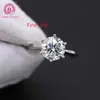 Partihandelsmycken 0,3/0,5/1CT/2CT/3CT Classic Six Claws Bröllopsengagemang 925 Sterling Silver Diamond Moissanite Ring