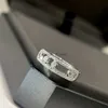 Band Rings Brand Designer Three Zircon Hollow Charm Wedding Ring for Women Jewelry Party Gift H24227