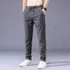 Pantaloni pantaloni casual da uomo inverno spessa elasticità morbida elasticità in vita solido tasca applique corea grigia grigio lavoro lavoro maschio 38