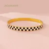 Bracciale rigido dal design classico nero bianco polsino a scacchiera braccialetti color oro gioielli femminili regalo accessori donna