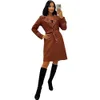 Kvinnors modedesigner Brand Mid Length Coat Celebrity Style Tryckt LAPEL BELE INNER FYNING Women's Long Coat S-XXXL Y71377