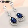 Dangle Earrings Chshine 925 Sterling Silver Water Drop Sapphire for Women Wedding Banquet Partyギフトファッションジュエリー