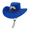 Basker västra cowboy hatt solskyddsmedel med vind rep män och kvinnor ridning turism fiske solskade cap party cosplay