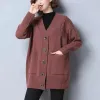 Strickjacken Übergroße 4XL Strickjacke Mantel Frauen Mittellange Pullover Jacken Koreanische Mutter Strickwaren Tops Casual Lose Gilet Langarm Sueter