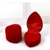 Velvet Heart-shaped Jewelry Box Ring Box Flocking Plastic Box Foldable For Engagement Wedding Ring Valentine's Day Gift 50pcs234C