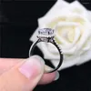 Anelli a grappolo Certificato in oro bianco massiccio 14K AU585 Anello 2CT Taglio smeraldo Diamante Fidanzamento per le donne Amore Promessa Regalo gioielli