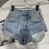 Damen Jeans 2024 Sommer Y2k Shorts Damen Strass Hosen Street Girl Metall Diamant Taschenleck Design Denim