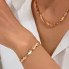 Set di orecchini per collana, bracciale in osso di serpente con catena intrecciata semplice e alla moda, 2 set di accessori di lusso leggeri e di personalità