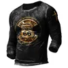 Mens Tshirts Long Sleeve 3D Print Top Casual Cotton Vintage T Shirt Route 66 Tee Loose Sports Oneck Clothing 5xl 240219