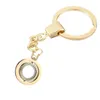 Keychains 3PCS 3colors Choose Rhinestone Rotated Round Glass Floating Locket Keychain Key Ring Pendants Fit Charms