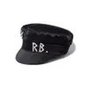 Chapeau RB Simple en strass pour femmes et hommes, Style de rue, bérets noirs, à dessus plat, Caps248l