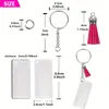 Keychains 20st DIY Clear Acrylic Keychain -ämnen 5 Rektangel Tassels Key Chain Rings Jump