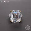 Shipei Natural Rectangle White Pink Sapphire Ring 925 Sterling Silver Sapphire Rings for Women Men Wedding Engagement216D