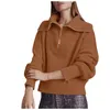Women's Sweaters Fashion Casual 1/4 Zipper Pullover Sweater Long Sleeved Collar Sweatshirt Solid Color Sportswear Running Jacket