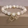 vans klavertjes armband ontwerper Koreaanse witte kattenoog kristal armband enkele ring mode dames zoetwaterparel micro inlay sieraden cadeau