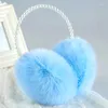 Bérets Imitation peluche cache-oreilles mode fausse fourrure perle bandeau perlé hiver épaissir coupe-vent moelleux cache-oreilles chaud couvre-oreilles