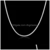 Chains M Snake Chain Necklaces 925 Sterling Sier Plated Men Women Smooth Lobster Clasps Chains Fit Pendant Charm Diy Jewelry Accessori Dhbfd