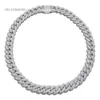 Hip Hop -halsband 15mm bredd Sier VVS Moissanite Diamond Cuban Chain Fashion Jewelry