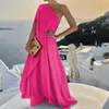 Popular Style Elegant and Chic One-Shoulder Maxi Dress with a Loose Fit and Soft Polyester Fabric Ideal for Spring Summer and Autumn