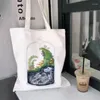 Shopping Bags Plant Flower Canvas Bag Ecological Reusable Foldable Shoulder Tote Women Bag.
