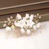 Bracelets Vintage Gold Color Tiaras Hair Combs with Hairpins Sets White Flowers Rhinestone Pearl Headpiece Wedding Bridal Hair Accessories