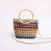 Strandtassen tas kleur Handgemaakte kralen kinder draagbare enkele schoudertas kraal geweven stro 221226H24227