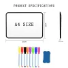 Whiteboards Whiteboard Erasable Double Side Magnetic Dry Erase Board for Notes Drawing Graffiti Writing Kids Office School Supplies A4 Size