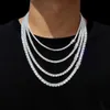 Hip Hop Jewelry Iced Out Tennis Chain Bling CZ Men Diamond Cubic Zirconia Choker Necklace Women 240221