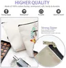 Cosmetic Bags DHL50pcs Sublimation DIY White Blank Patchwork Black Cotton Polyester Large Capacity Waterproof Protable Cosmeic