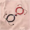 Charm Bracelets 2Pcs / Set Yin Yang Magnet Couple Bracelet Heart Pendant Jewelry Lucky Knitting Rope For Women Men Wholesale Drop Del Dhq4L