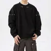 Sweat-shirt à capuche pour hommes, couleur unie, style Hip Hop, Baggy, décontracté, col rond, Y2k, pull avec fermeture éclair, vêtements de marque, 2024