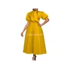 Plus Size Dresses Large Women's Summer Bow Celebrity Solid Color Banquet Dress Skirt Short Sleeve