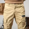 Calças masculinas algodão solto esportes casual moda multi-bolso simples pés de ligação zíper hip pop streetwear carga jogger homens