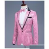 Erkek Suit Blazers Erkek Pembe Sapili Bir Düğme Elbise Marka Gece Kulübü Balo Erkek Takım Ceket Düğün Sahne Şarkıcı Kostüm Bowtie Inc DHTPU