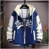 Jaquetas masculinas Mens Hooded Beisebol Jersey Outono Coreano Jaqueta Casual Harajuku High Street Moda Roupas Qualidade Casaco Drop Delive DHM7I