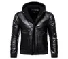 Chaquetas de cuero con capucha de invierno para hombre, abrigos y PU cálidos más gruesos, de buena calidad, ajustados, de cuero negro, 5XL, piel sintética para hombre 039s 3550642