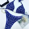 Bikini designer g lyxmode för kvinnor kvinnors badkläder randiga rosa mager 2-stycken temperament och intresse bikini baddräkt