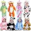 Baby Cartoon Romper born Infant Clothing Boy Girl Pajamas Animal Onesies Jumpsuit Cow Panda Costume Winter Baby Rompers 240219