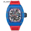 RM-Armbanduhr Richardmillie Armbanduhr Rm030 blaue Keramikseite rotes Paris-Limited-Zifferblatt 42,7 * 50 mm mit Versicherung